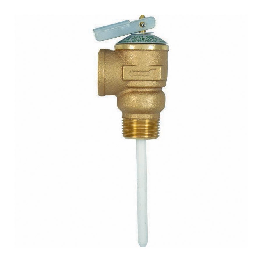 Cash Acme® 23266-0150 NCLX Combination Temperature/Pressure Relief Valve, 3/4 in Nominal, MNPT x FNPT End Style, 150 psi Pressure, Bronze Body, Domestic