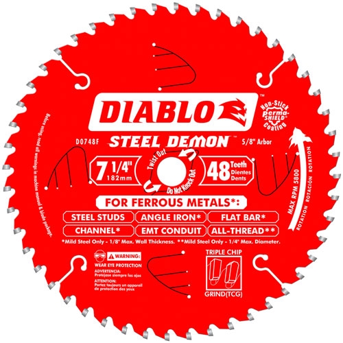 Diablo D0748F 7-1/4 in x 48 Tooth Metal Cutting Saw Blade