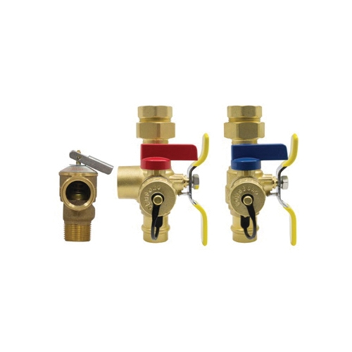 Webstone The Isolator® E-X-P® E2 Clean Brass® H-84443WPR-LF 8444W Tankless Water Heater Service Valve Kit, 3/4 in Press, For Use With Wall Hung and Combi Boiler, Brass, Import