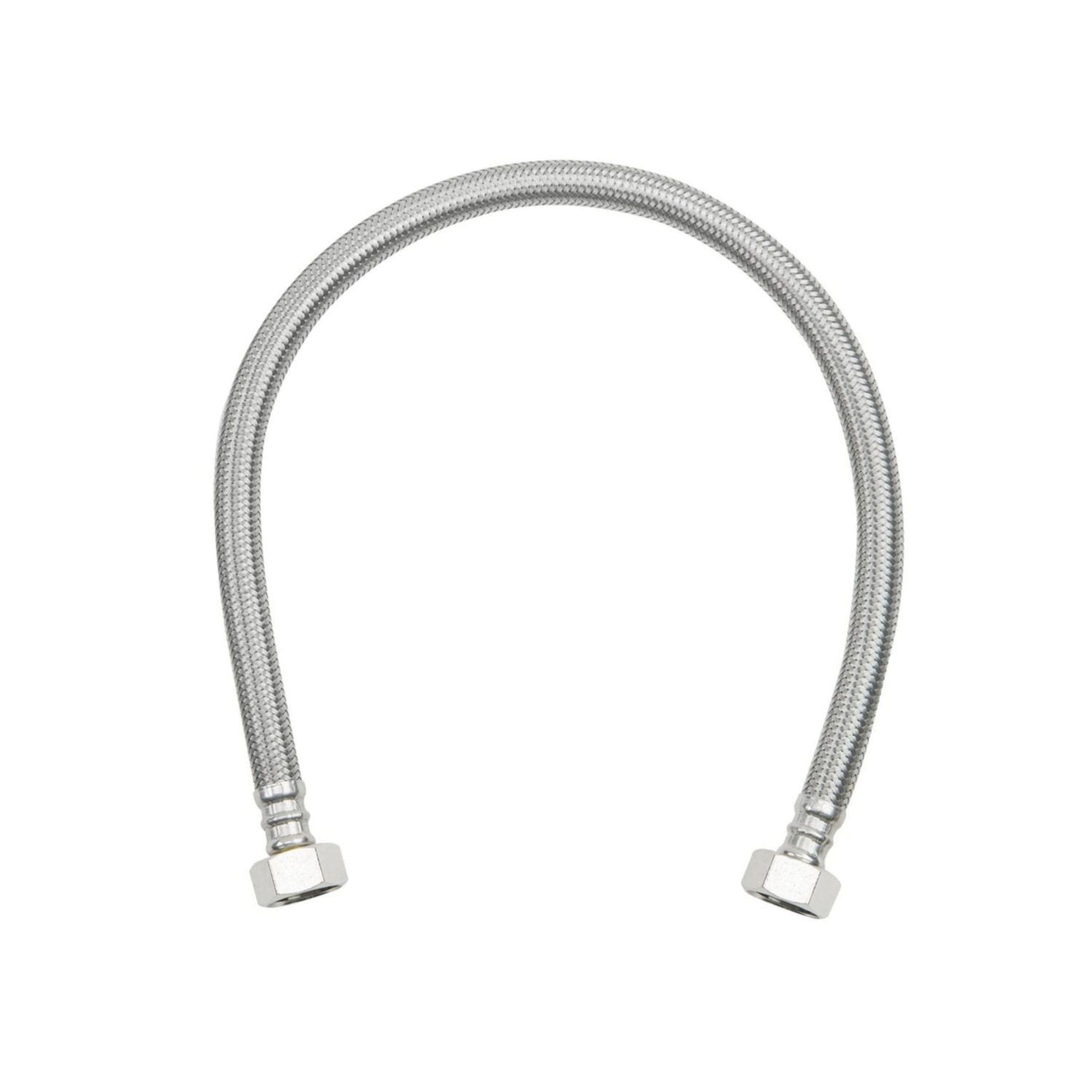 PlumbShop® PLS8-20A F PLS8-A Flexible Faucet Connector, 1/2 in Nominal, FNPT End Style, 20 in L, 125 psi Working, Reinforced PVC/Braided Stainless Steel, Import